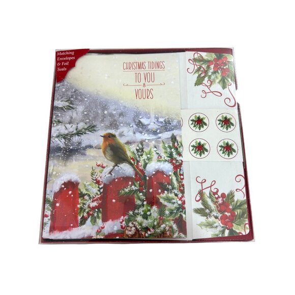 Christmas Cards 2 Boxes 14 cards Matching Envelopes & Seals Holiday Robin Winter - Picture 3 of 9